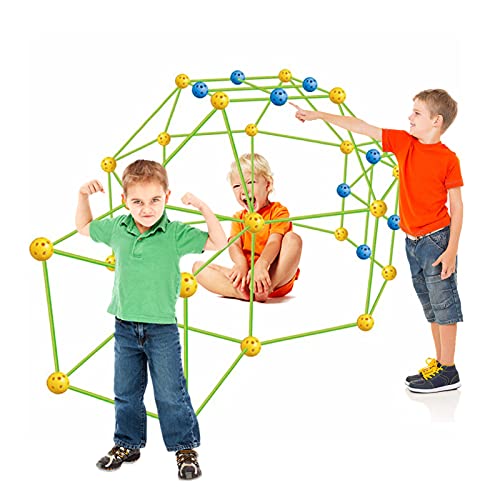 Rianpesn Kit De Construcción De Niños,Kits Ultimate Fort Builder,Juego De Construcción para Interiores con Palos De Construcción,Túneles De Bricolaje STME Juguetes para Niños 5 A 12 Años(155PCS)