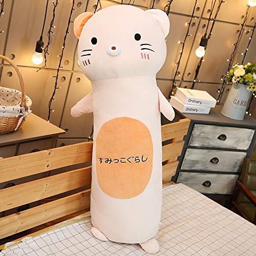 RJGLKS 50~110 cm Felpa Gato de Juguete Figura de Peluche pingüino dragón Azul Oso Polar Largo rectángulo Embarazada Almohada para Dormir 90 cm Rojo