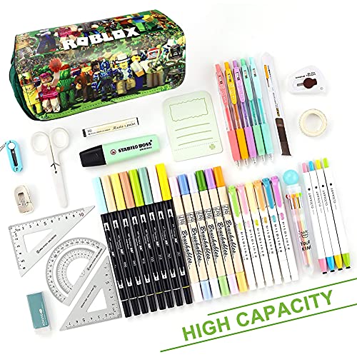 Roblox Estuche de Lápices Hilloly Estuche Para Lápices Para Juegos del Mundo Virtual para estudiantes Multicapa Estuche para lápices de gran capacidad para artículos escolares y de oficina