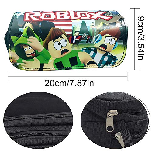 Roblox Estuche Escolar de Gran Capacidad, Bolsa de Lápiz Portable Estuche Organizador de Material Papelería con Cremallera Doble para Estudiantes en Escuela y Empleados en Oficina