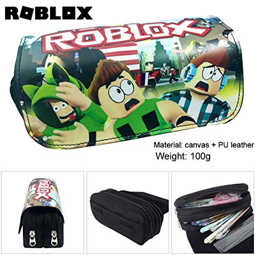 Roblox Estuche Escolar de Gran Capacidad, Bolsa de Lápiz Portable Estuche Organizador de Material Papelería con Cremallera Doble para Estudiantes en Escuela y Empleados en Oficina