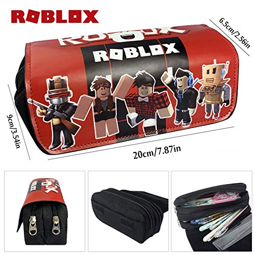 Roblox Estuche Escolar de Gran Capacidad, Bolsa de Lápiz Portable Estuche Organizador de Material Papelería con Cremallera Doble para Estudiantes en Escuela y Empleados en Oficina