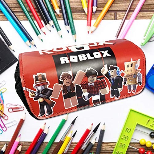 Roblox Estuche Escolar de Gran Capacidad, Bolsa de Lápiz Portable Estuche Organizador de Material Papelería con Cremallera Doble para Estudiantes en Escuela y Empleados en Oficina