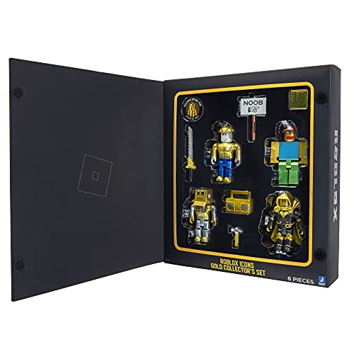 Roblox-ROB0527 Action Collection-Paquete de Cuatro Figuras de Oro de 15 Aniversario [Incluye artículo Virtual Exclusivo], Multicolor (Jazwares ROB0527)