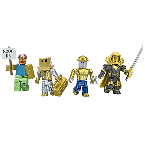 Roblox-ROB0527 Action Collection-Paquete de Cuatro Figuras de Oro de 15 Aniversario [Incluye artículo Virtual Exclusivo], Multicolor (Jazwares ROB0527)