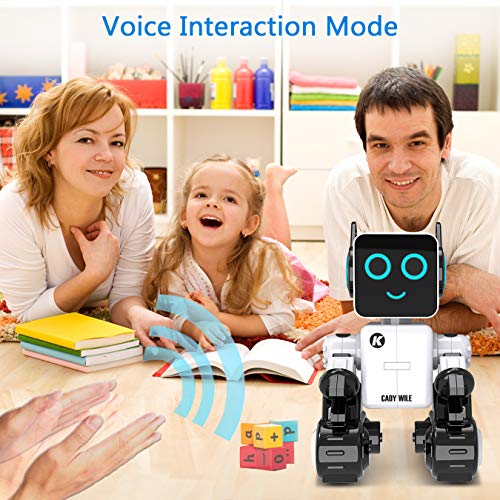 Robot Juguete de Control Remoto, RC Robot Inteligente Recargable Apto para Cantar Bailar y Jugar, Control de Sonido como Regalo para Niños de 8 9 10 - Blanco