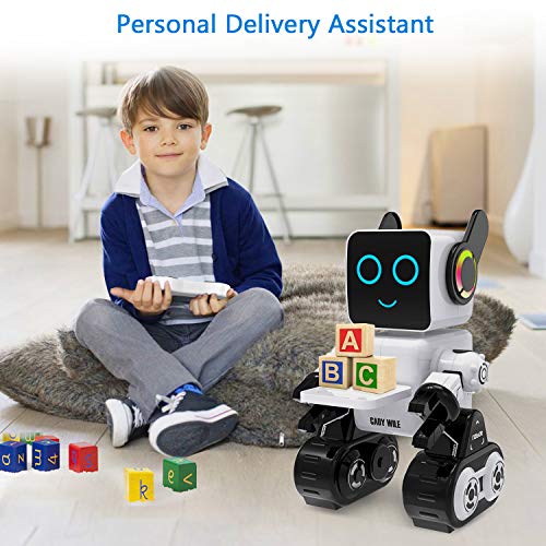 Robot Juguete de Control Remoto, RC Robot Inteligente Recargable Apto para Cantar Bailar y Jugar, Control de Sonido como Regalo para Niños de 8 9 10 - Blanco