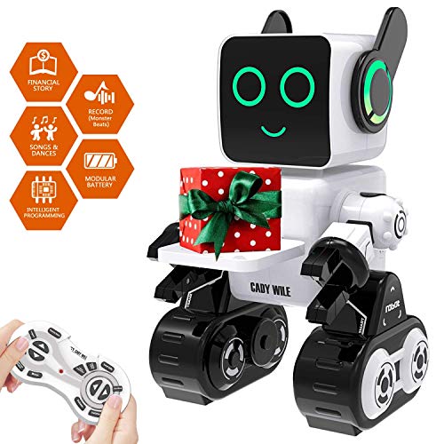 Robot Juguete de Control Remoto, RC Robot Inteligente Recargable Apto para Cantar Bailar y Jugar, Control de Sonido como Regalo para Niños de 8 9 10 - Blanco