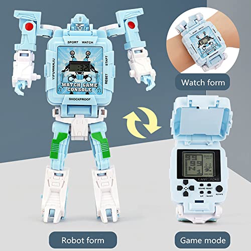 Robot Transformable Game Watch for Kids, Relojes de juguetes electrónicos geniales creativos, relojes de muñeca digitales de múltiples colores para niño, regalo de cumpleaños estudiantil de niño