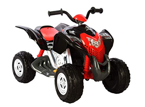 ROLLPLAY Quad eléctrico, para niños a Partir de 3 años, hasta 35 kg, Batería 6 V, hasta 4 km/h, Powersport ATV, Negro/Rojo