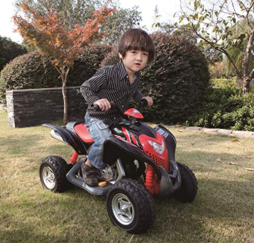 ROLLPLAY Quad eléctrico, para niños a Partir de 3 años, hasta 35 kg, Batería 6 V, hasta 4 km/h, Powersport ATV, Negro/Rojo