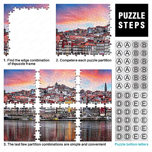 Rompecabezas 1000 Piezas Portugal Porto Old Town Rompecabezas de Papel Rompecabezas de Moda Decoración navideña 26x38cm