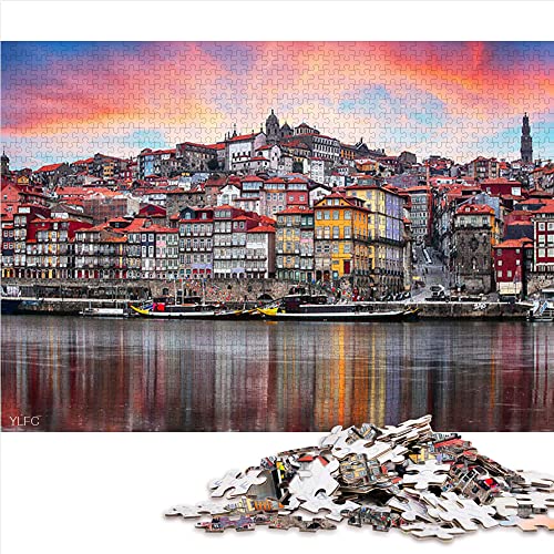 Rompecabezas 1000 Piezas Portugal Porto Old Town Rompecabezas de Papel Rompecabezas de Moda Decoración navideña 26x38cm