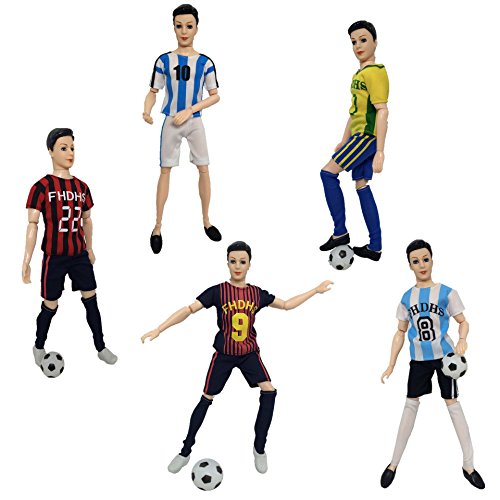 Ropa para 32cm Muñecas, Lance Home® 5 Sets Moda Ropa casual Hecha a mano Camisetas de fútbol Traje de manga corta Boyfriend Pantalones 32cm Muñecas De Niño Estilos al azar