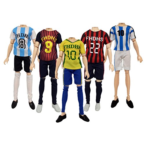 Ropa para 32cm Muñecas, Lance Home® 5 Sets Moda Ropa casual Hecha a mano Camisetas de fútbol Traje de manga corta Boyfriend Pantalones 32cm Muñecas De Niño Estilos al azar