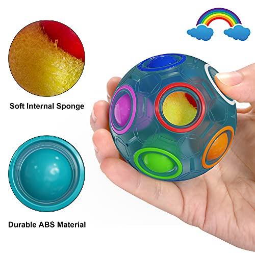 ROXENDA Rainbow Ball Magic Ball, Juego de Habilidad Bola de Rompecabezas - Cerebro Teaser y Bola de Estrés para Niños y Adultos (Azul)