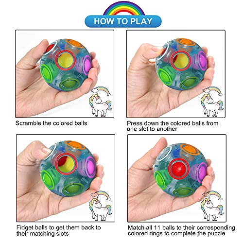 ROXENDA Rainbow Ball Magic Ball, Juego de Habilidad Bola de Rompecabezas - Cerebro Teaser y Bola de Estrés para Niños y Adultos (Azul)