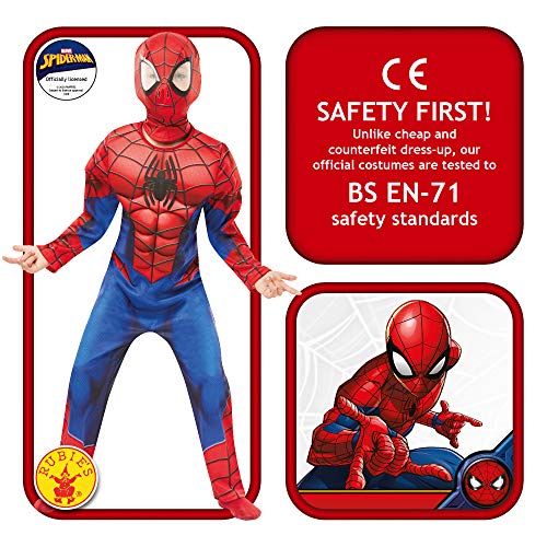 Rubie's Disfraz oficial de Spiderman de Marvel, de lujo, para niños de 7 a 8 años, altura de 128 cm