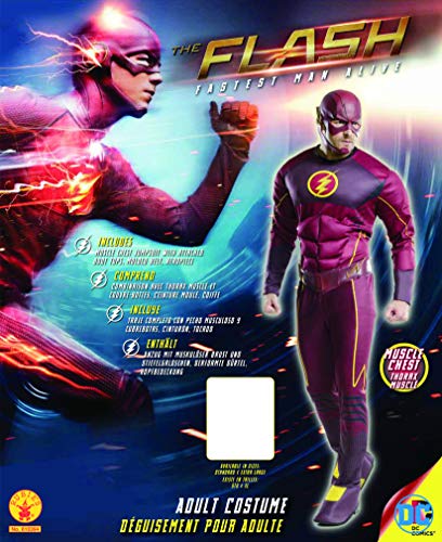 Rubies 's Producto Oficial de DC Comics The Flash Deluxe, Disfraz para Adultos – estándar, Pecho 44 ", Cintura 30 – 34, Entrepierna 33 "