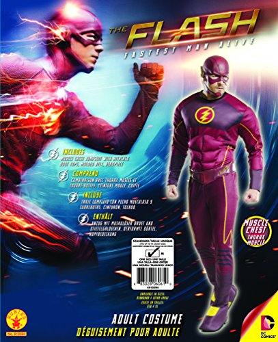 Rubies 's Producto Oficial de DC Comics The Flash Deluxe, Disfraz para Adultos – estándar, Pecho 44 ", Cintura 30 – 34, Entrepierna 33 "