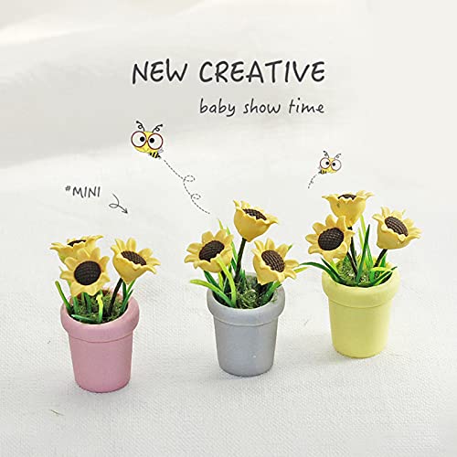 Ruby569y Accesorios para casa de muñecas para bricolaje, girasol en miniatura, exquisita imaginación, cultivo de resina, casa de muñecas, mini girasol para niños, amarillo