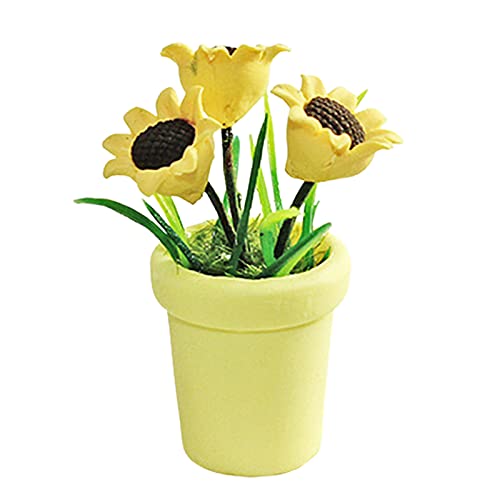 Ruby569y Accesorios para casa de muñecas para bricolaje, girasol en miniatura, exquisita imaginación, cultivo de resina, casa de muñecas, mini girasol para niños, amarillo