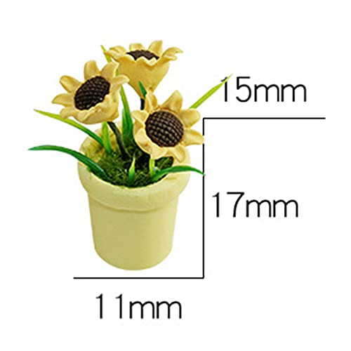 Ruby569y Accesorios para casa de muñecas para bricolaje, girasol en miniatura, exquisita imaginación, cultivo de resina, casa de muñecas, mini girasol para niños, amarillo