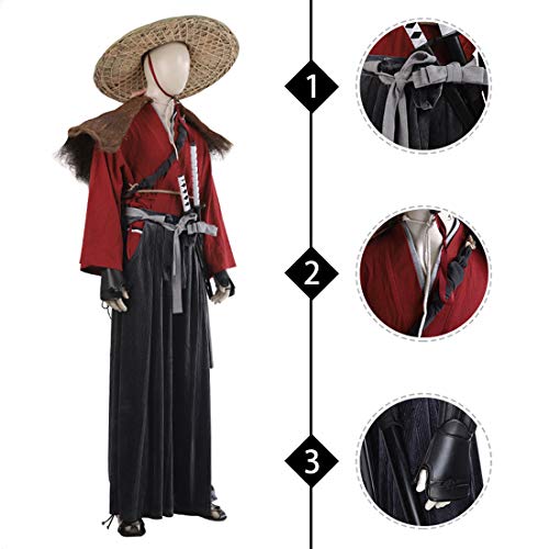 Rubyonly Fantasma de Trajes Tsushima Jin Sakai Cosplay Juego Carnaval de Halloween Cosplay Japón Samurai Warriors Vestimenta Accesorios,XXL