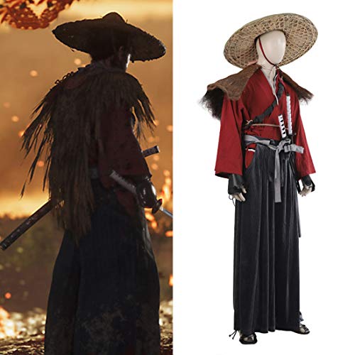 Rubyonly Fantasma de Trajes Tsushima Jin Sakai Cosplay Juego Carnaval de Halloween Cosplay Japón Samurai Warriors Vestimenta Accesorios,XXL