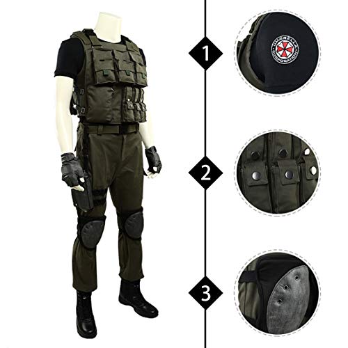 Rubyonly Resident Evil 3: Traje Remake residente Carlos Oliveira Cosplay Completo para los Hombres Adultos Carnaval de Halloween,M