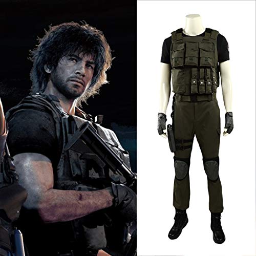 Rubyonly Resident Evil 3: Traje Remake residente Carlos Oliveira Cosplay Completo para los Hombres Adultos Carnaval de Halloween,M