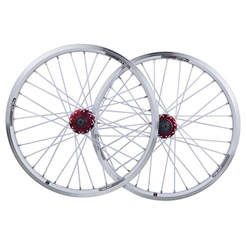 Rueda para Bicicletas 20 Pulgadas, Pared Doble MTB Rim Liberación Rápida V-Brake Freno De Disco Híbrido 32 Hoyos 8 9 10 Velocidad Deportes (Color : White, Size : 20 Inch)