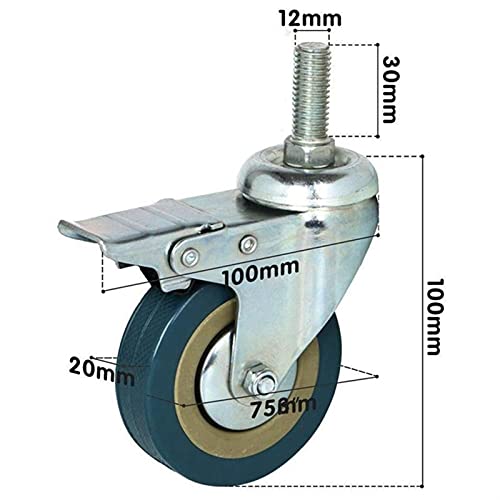 Ruedas for Rincador giratorio de 75 mm de trabajo pesado con trolley con ruedas de ruedas de trolley de freno for muebles, conjunto de 4 (Color : Picture)