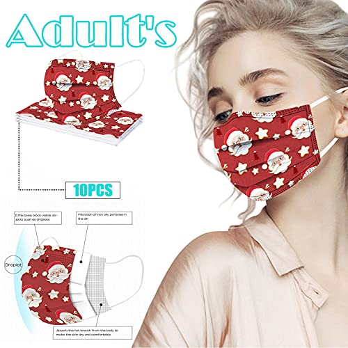 RUITOTP 10PC Adulto Desechables Navidad 3 Capas Tela no tejida Surtidos Moda Colores, agradable a la piel y cómodo Adecuado para Trabajo, Actividades al Aire Libre, Fiesta (01#C, 10PC)