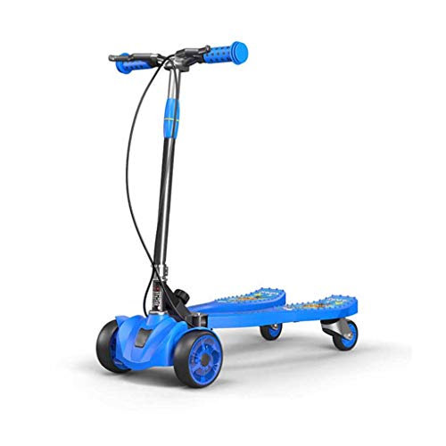 RUIXFVS Patinete Plegable de 3 Ruedas, Scooters Speeder Empuja a la Deriva Plegable con Altura Ajustable, Ruedas Intermitentes, para niños y niñas, A