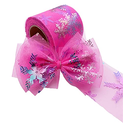 RUIXINLI 6cm Estampado de Brillo I Iridiscente Patrón de Copo de Nieve de Tul Bricolaje Tulle Craft Fiesta de cumpleaños Suministros (Color : HP, Size : Gratis)