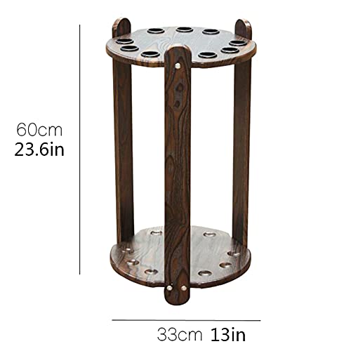 Rvlaugoaa Estante De Taco De Billar, 9 Hoyos Estante De Taco De Billar Soporte De Suelo Estante De Taco De Piscina Duradero Estable Soporte De Palo De Piscina con Acabado De Grano De Madera Oscura