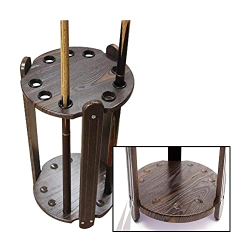 Rvlaugoaa Estante De Taco De Billar, 9 Hoyos Estante De Taco De Billar Soporte De Suelo Estante De Taco De Piscina Duradero Estable Soporte De Palo De Piscina con Acabado De Grano De Madera Oscura