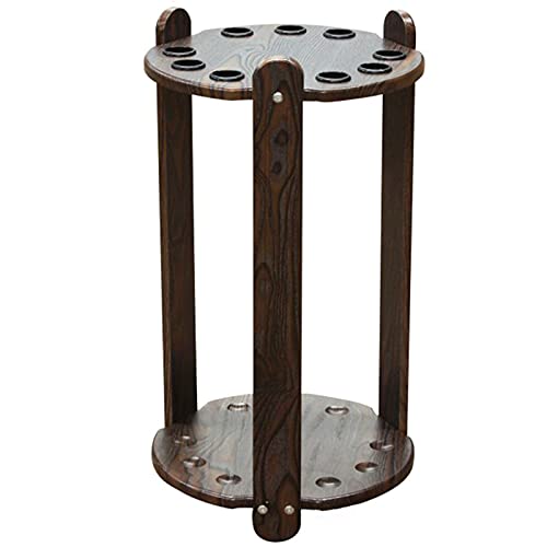 Rvlaugoaa Estante De Taco De Billar, 9 Hoyos Estante De Taco De Billar Soporte De Suelo Estante De Taco De Piscina Duradero Estable Soporte De Palo De Piscina con Acabado De Grano De Madera Oscura