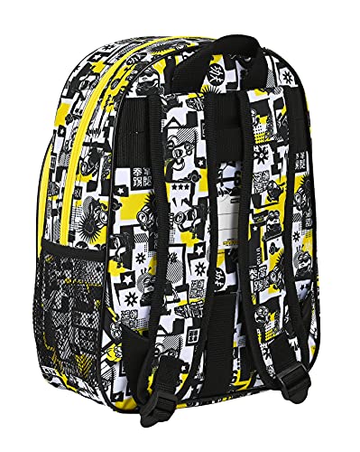 Safta Mochila Escolar Infantil Animada de Minions, 260x110x340 mm, Blanco/Negro/Amarillo