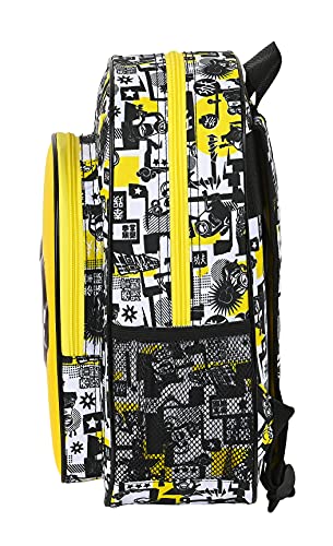 Safta Mochila Escolar Infantil Animada de Minions, 260x110x340 mm, Blanco/Negro/Amarillo