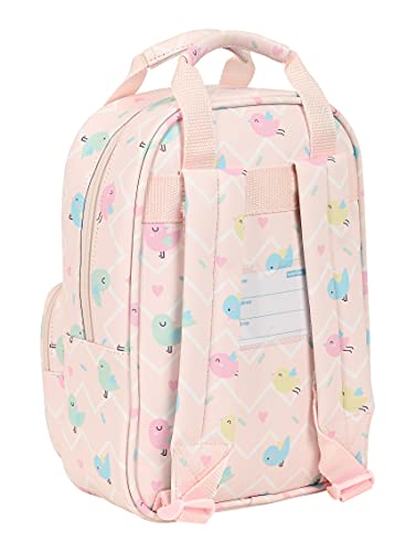 Safta Mochila Escolar Niños, 200x80x280 mm, Rosa Claro/Blanco