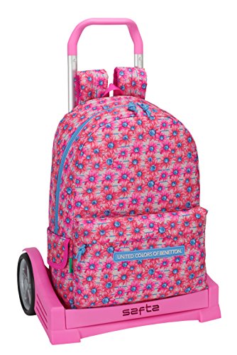 Safta Mochila Espalda Ergonómica Benetton "Fiori" Con Carro Safta Evolution