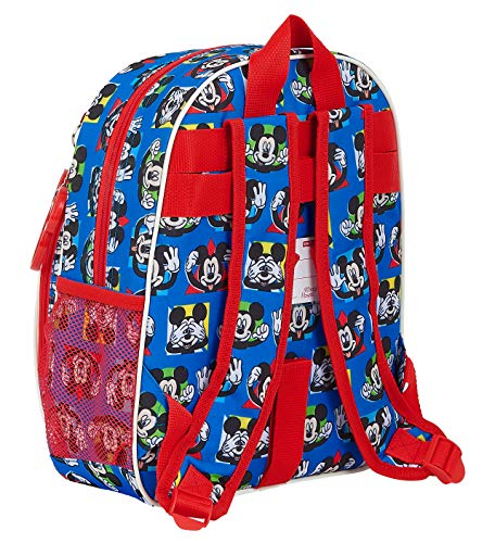 Safta Mochila Infantil de Mickey Mouse Me Time, 280x100x340mm, azul/rojo, m