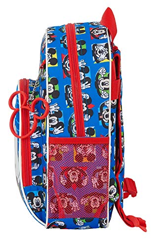 Safta Mochila Infantil de Mickey Mouse Me Time, 280x100x340mm, azul/rojo, m