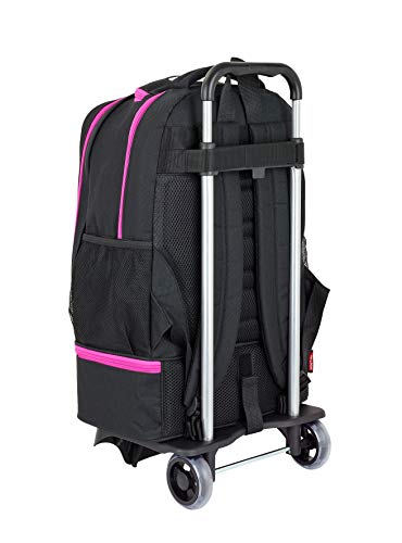 Safta Negro-Rosa Oficial Mochila Deportiva, Modelo 850 con Carro Safta 904, 320x180x470 mm