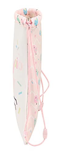 Safta Saco Plano Junior Preescolar Pajaritos, 260x340 mm, Rosa Claro/Blanco