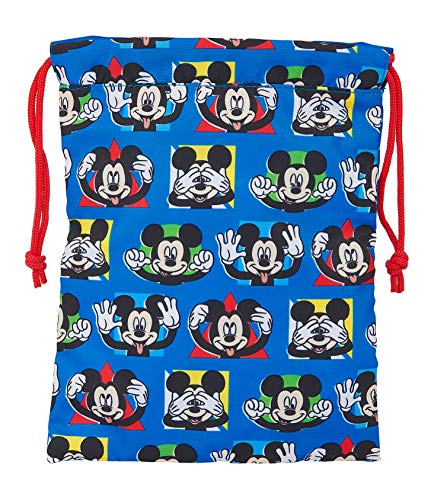 Safta Saquito Merienda Lunch Bag de Mickey Mouse Me Time, 200x250mm, azul/rojo, m