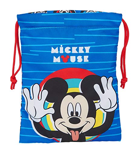 Safta Saquito Merienda Lunch Bag de Mickey Mouse Me Time, 200x250mm, azul/rojo, m