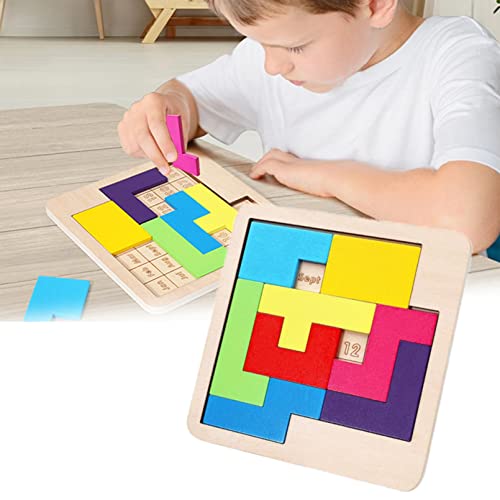 SAIJINZHI Magic Tangram Calendar Puzzles, Calendario Diario Puzzle Calendario De Madera Juega Un Rompecabezas Diferente para Mostrar El Juego De Rompecabezas De La Fecha (A)